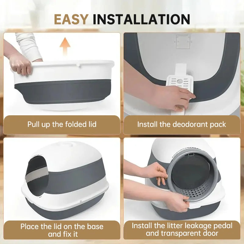 Large Enclosed Anti-Splash Litter Box