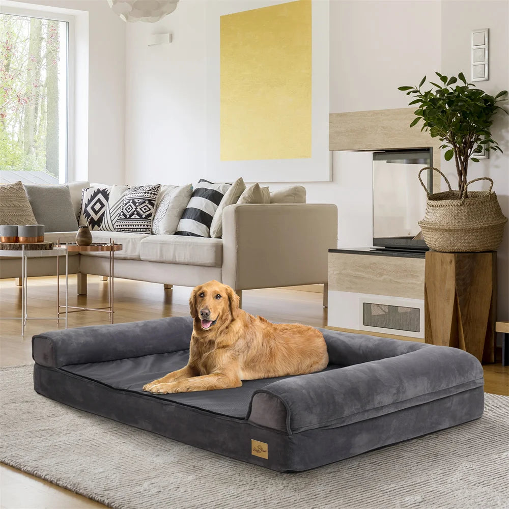 Calming Orthopedic Memory Foam Dog Bed with Waterproof Removable Cover