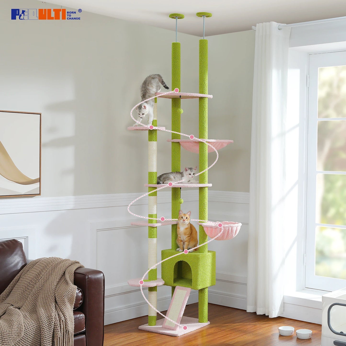 Adjustable Cat Tree and Scratching Post