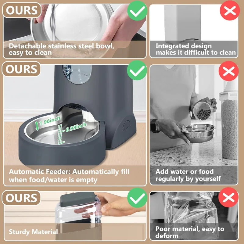 Automatic Cat Dog Feeder with Stainless Steel Bowl