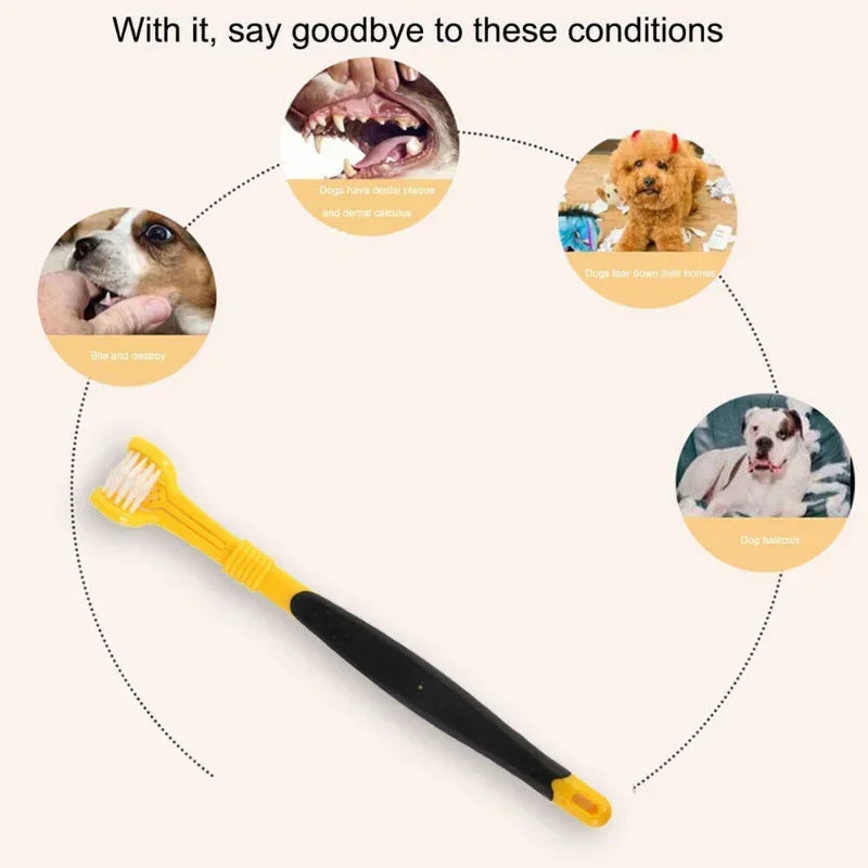 Three Sided Multi-angle Pet Toothbrush