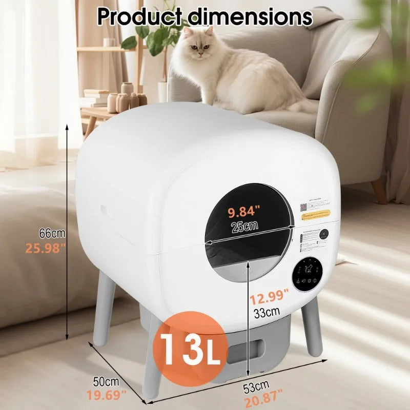 Extra Large Automatic Self Cleaning Odor-Free, App-Controlled Litter Box Disposal