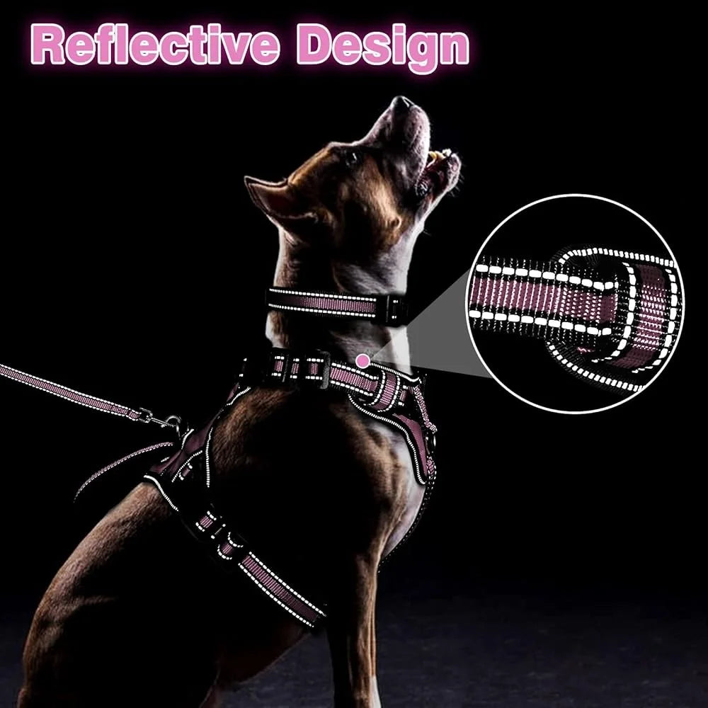 Adjustable Durable Reflective No-Pull Pet Harness for Walking Safety