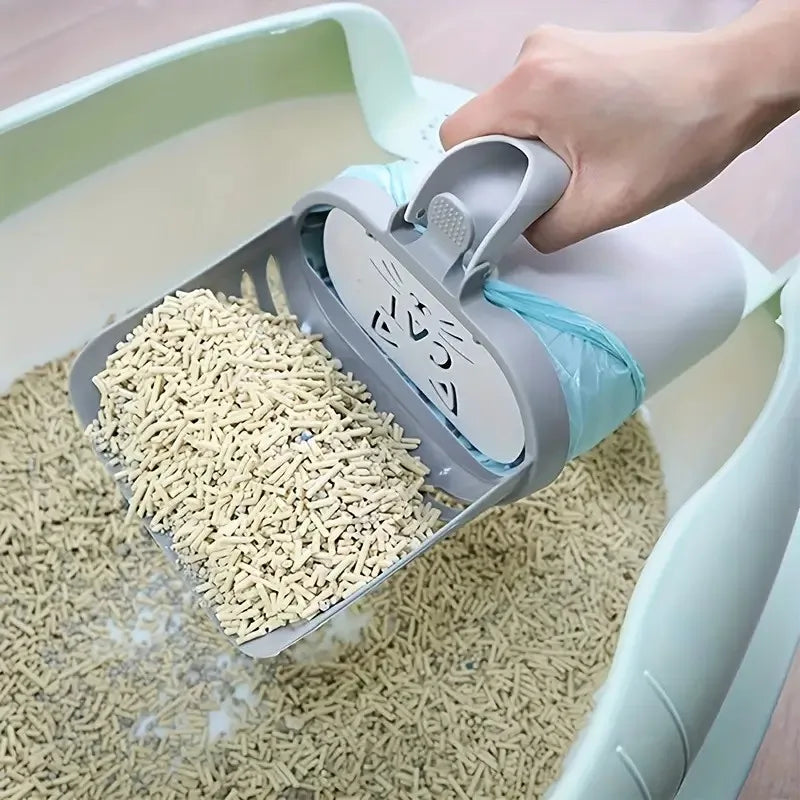 Durable Easy Use Cat Litter Scoop with Waste Bag Holder