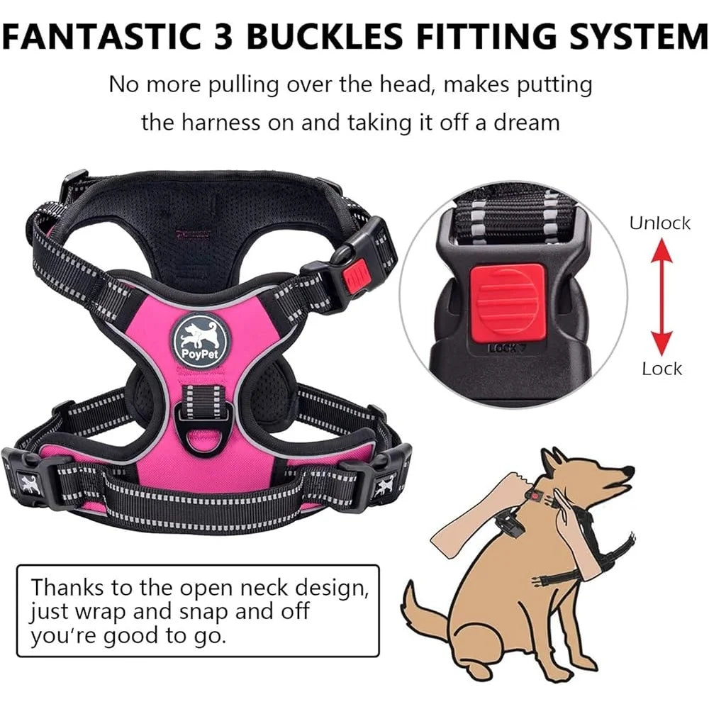 Adjustable No Pull Dog Harness Reflective and Easy Control Handle