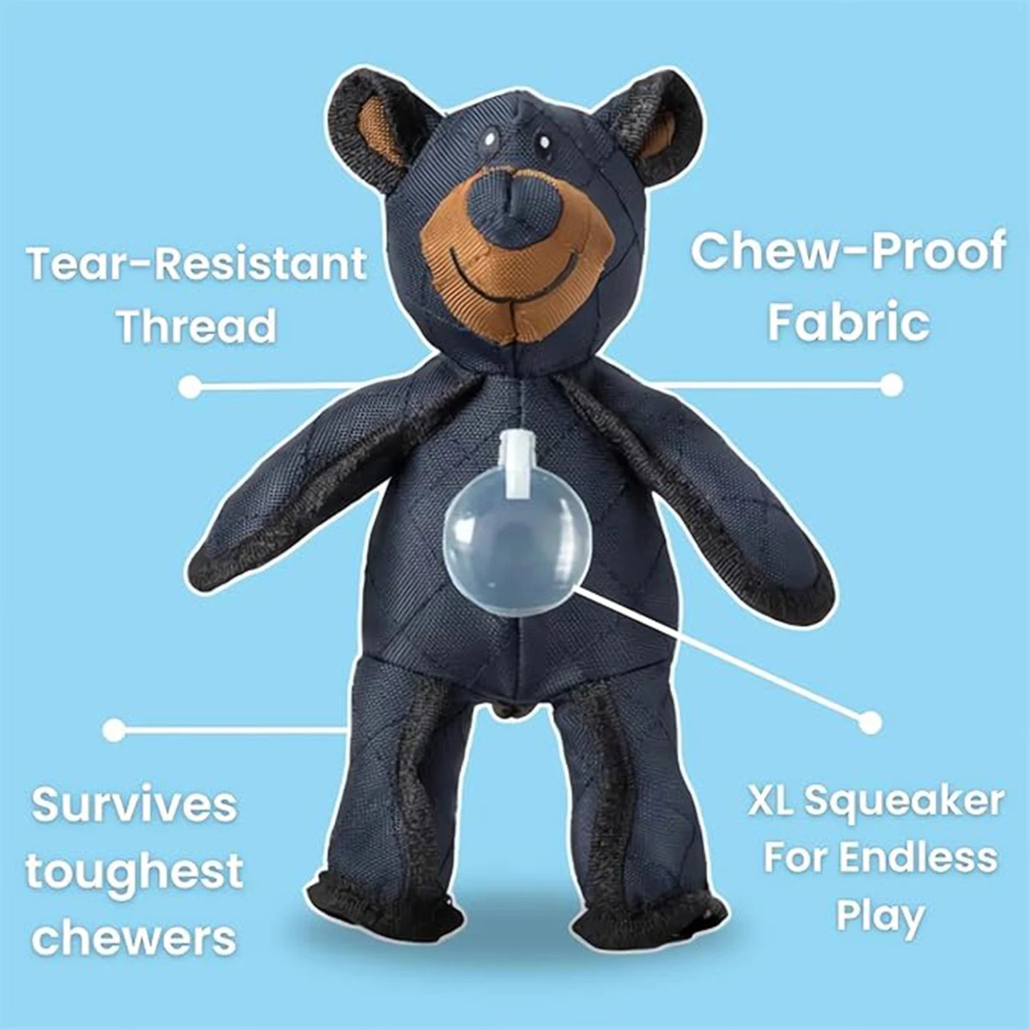 Unbreakable Squeaky Teddy Bear Dog Toy