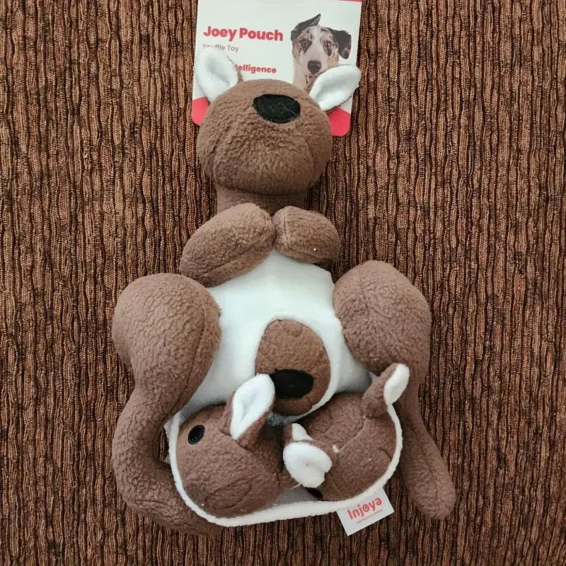 Interactive Plush Dog Toy with Squeaker & Treat Pouch