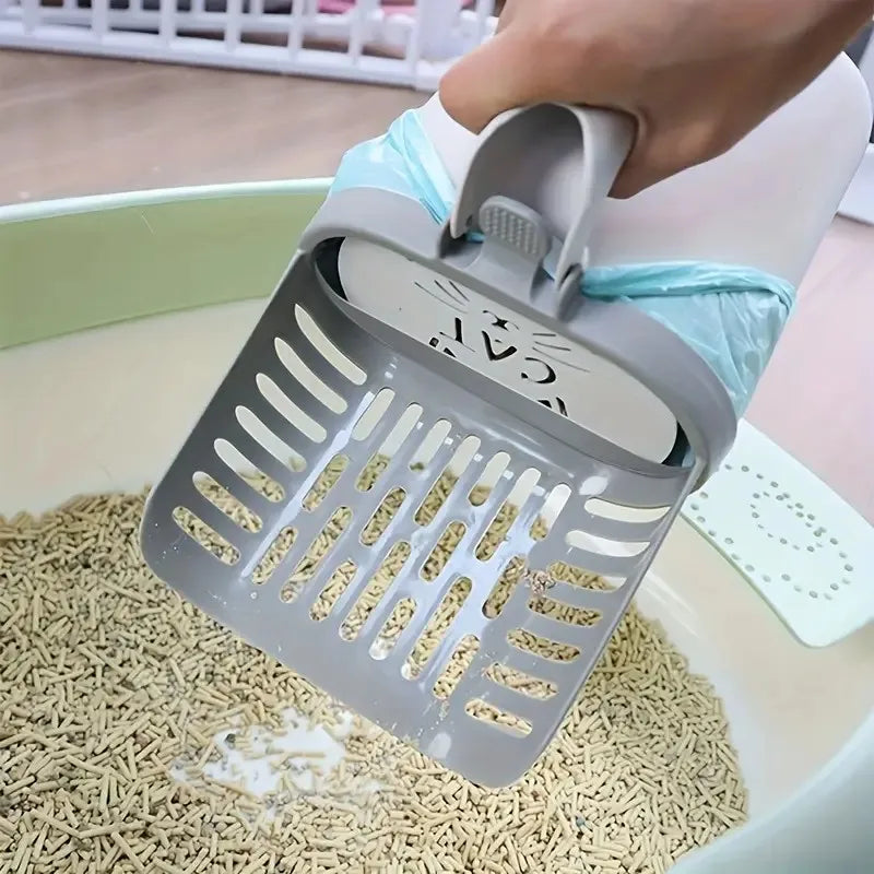 Durable Easy Use Cat Litter Scoop with Waste Bag Holder