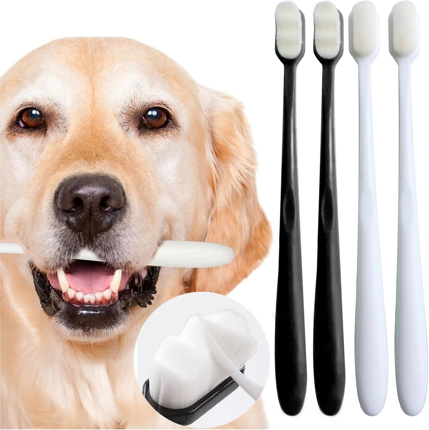 4 Piece Set Ultra-Soft Bristles Dog Toothbrush