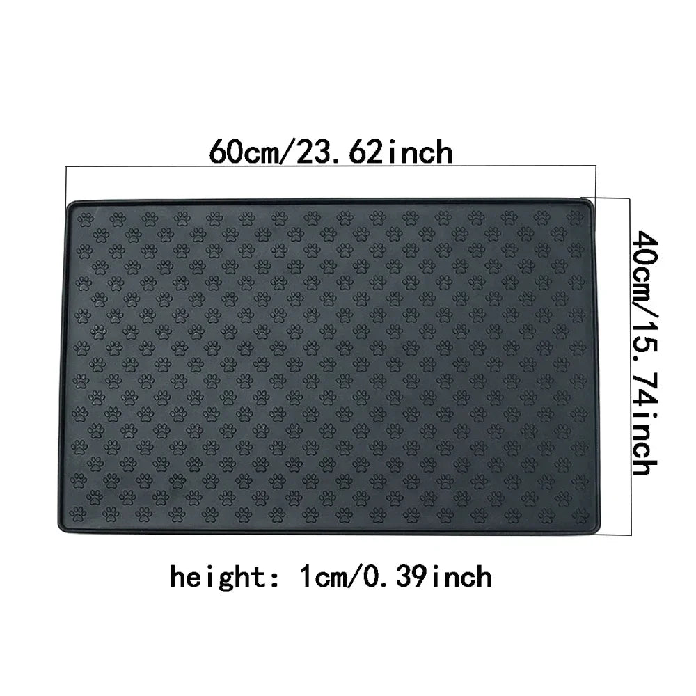 Silicone pet feeding mat with overflow protection