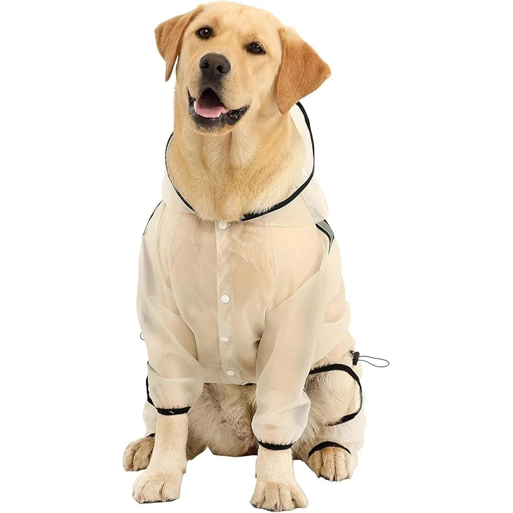 Transparent Hooded Waterproof Reflective Dog Raincoat