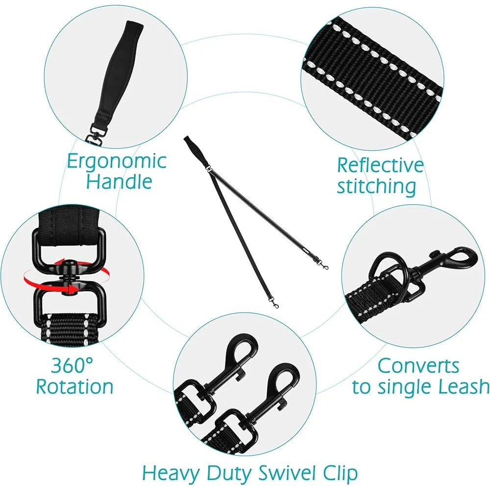 Reflective Two Point Control Dog Leash