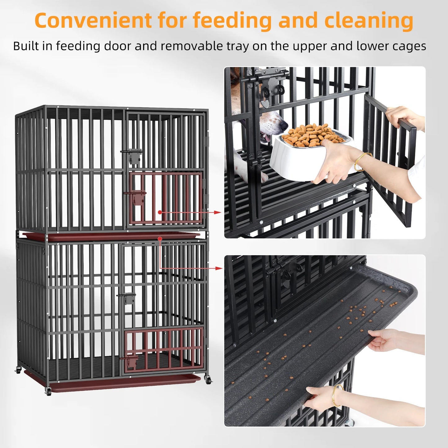 Heavy Duty Dog Kennel with Removable Tray and Steel Lock Latch