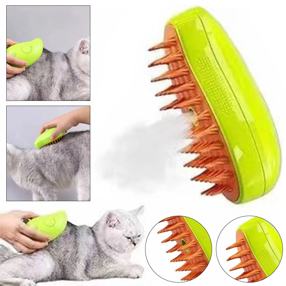 3 In1 Steamy Grooming Dog Brush Self Cleaning