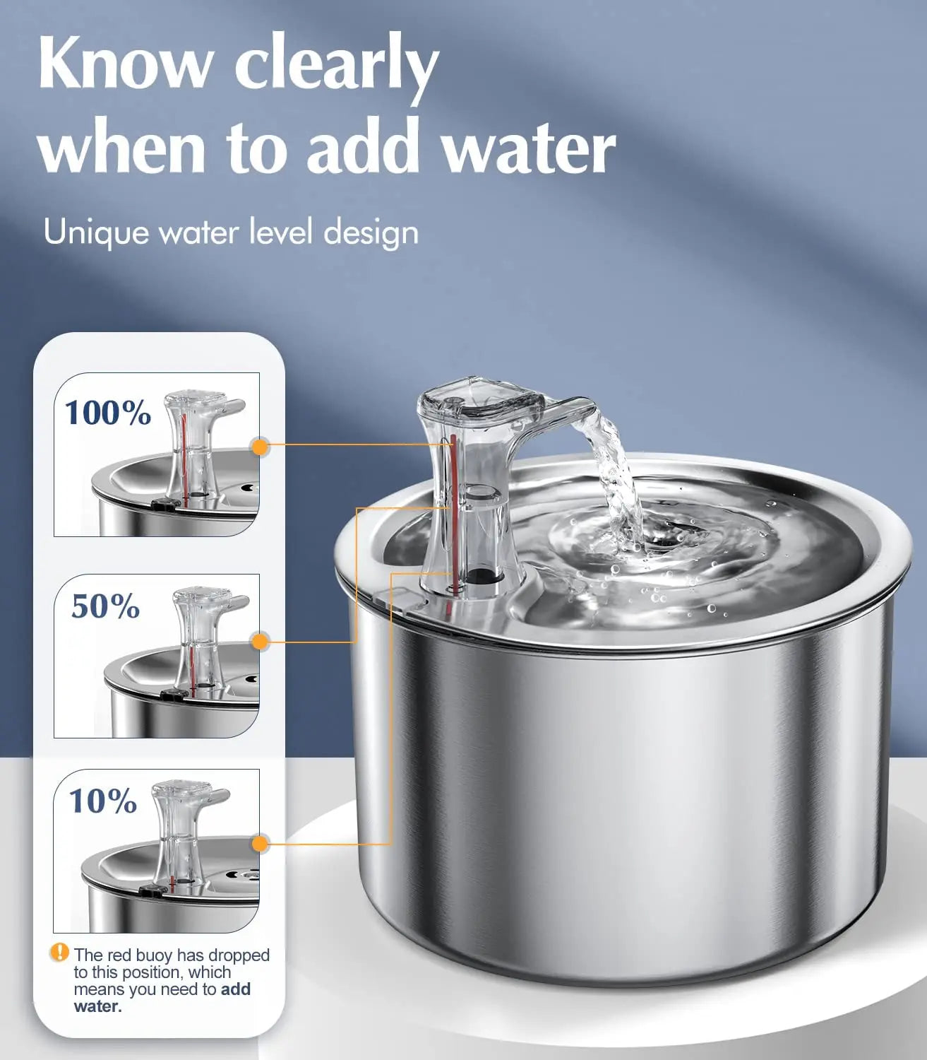 Automatic Fully stainless steel pet water fountain with optional sensor and heater