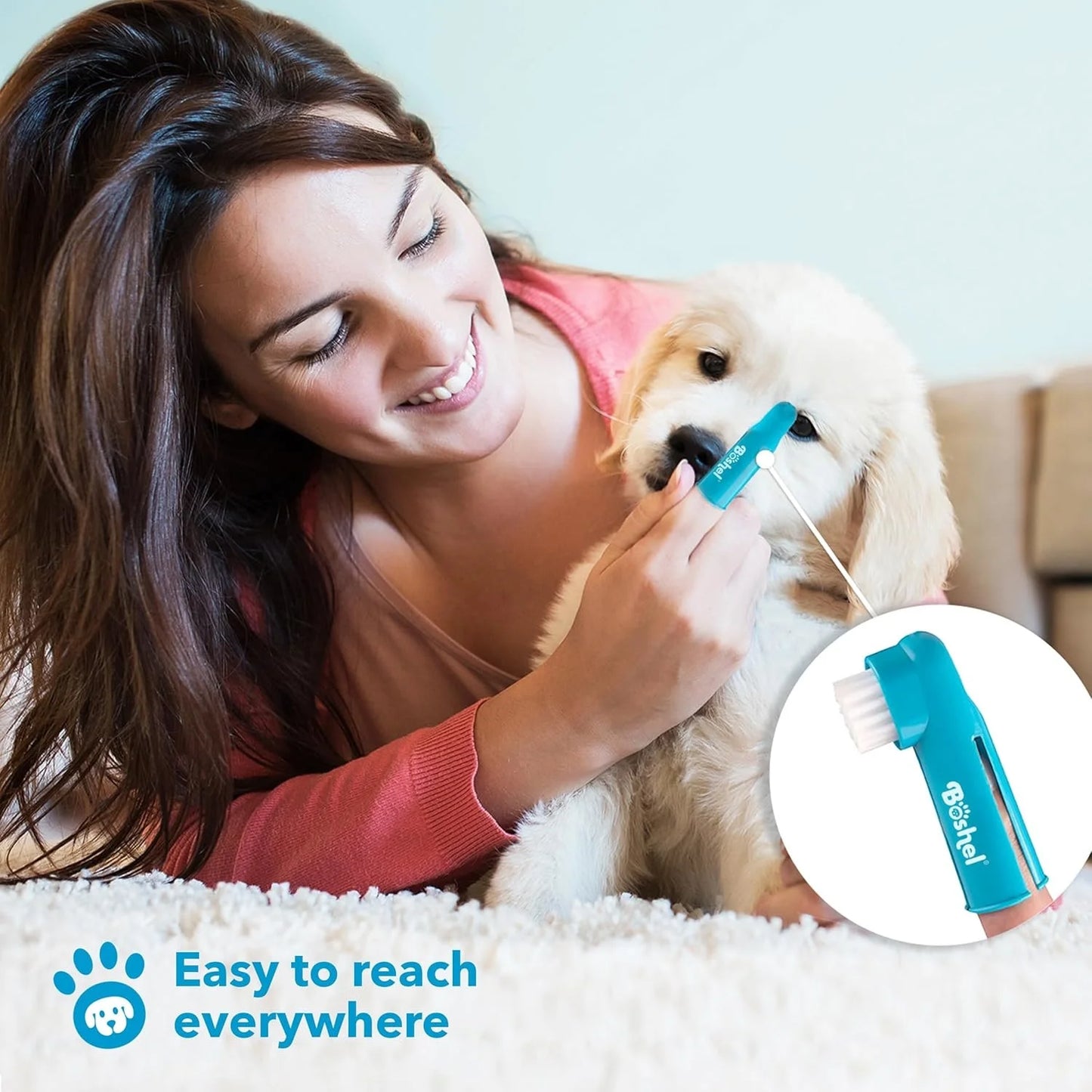 3-Piece Dog Toothbrush Set - 2 Dog Toothbrushes + Small Dog Finger Toothbrush