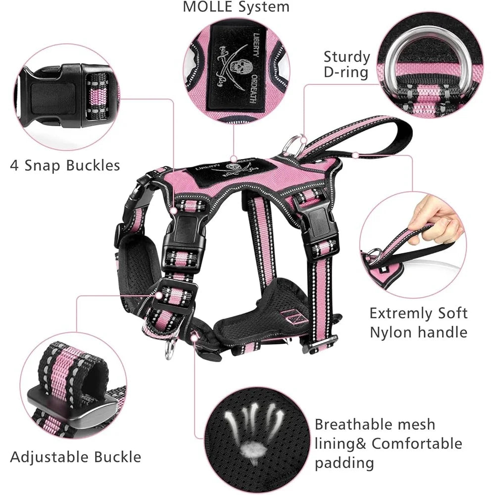 Adjustable Durable Reflective No-Pull Pet Harness for Walking Safety