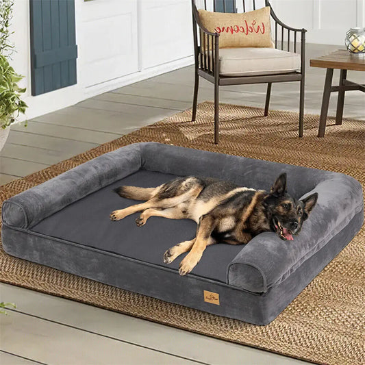 Calming Orthopedic Memory Foam Dog Bed with Waterproof Removable Cover