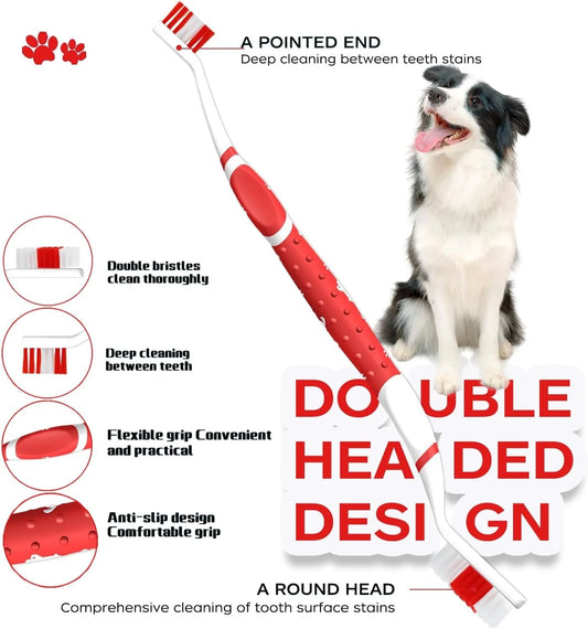 Non-Slip Dual Head Dog Toothbrush with Soft Bristles