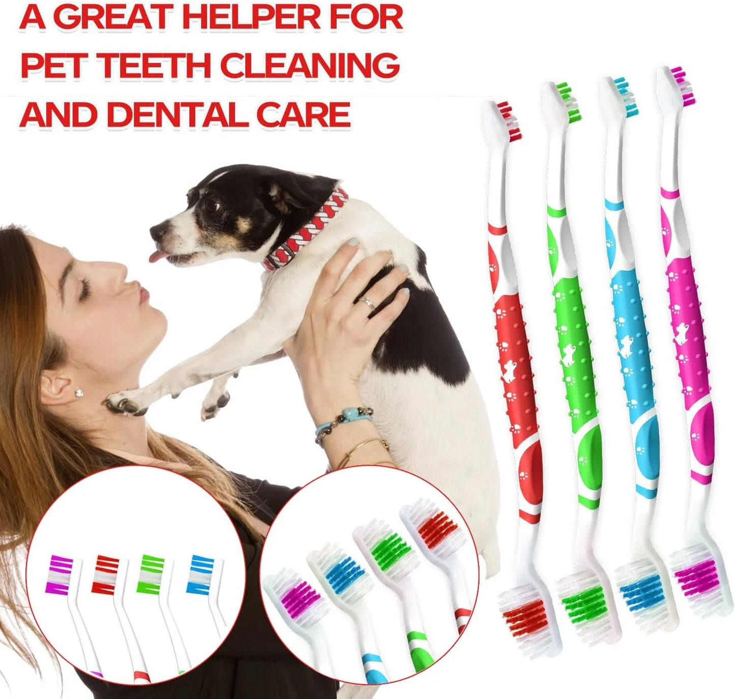 Non-Slip Dual Head Dog Toothbrush with Soft Bristles