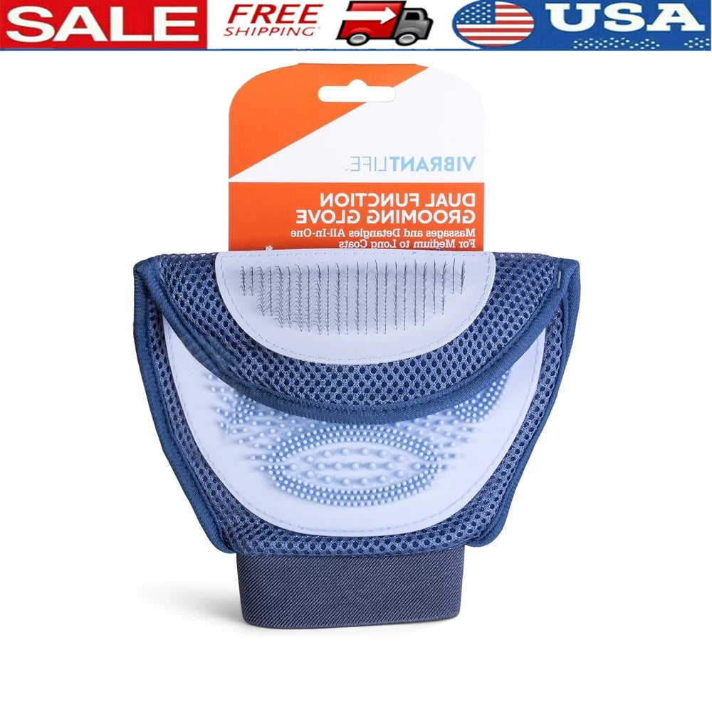 Dual Function Dog Grooming Glove/ Hair Removal Tool Wet Dry Usage