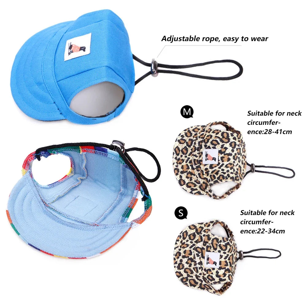 Adjustable Baseball Cap with Ear Holes for Large Medium Small Dogs