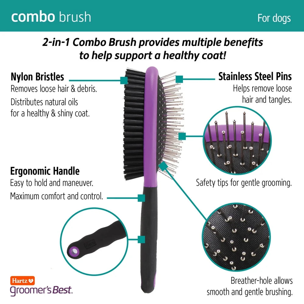 Dog Grooming Stainless Steel Double-Sided Detangling Combo Brush