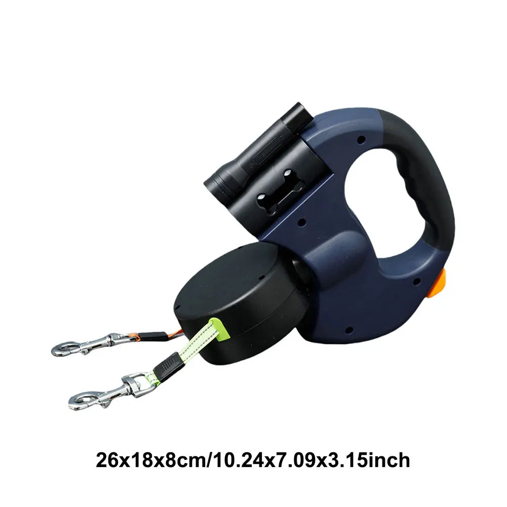 Double Headed Retractable Dog LED Walking Dog Leash