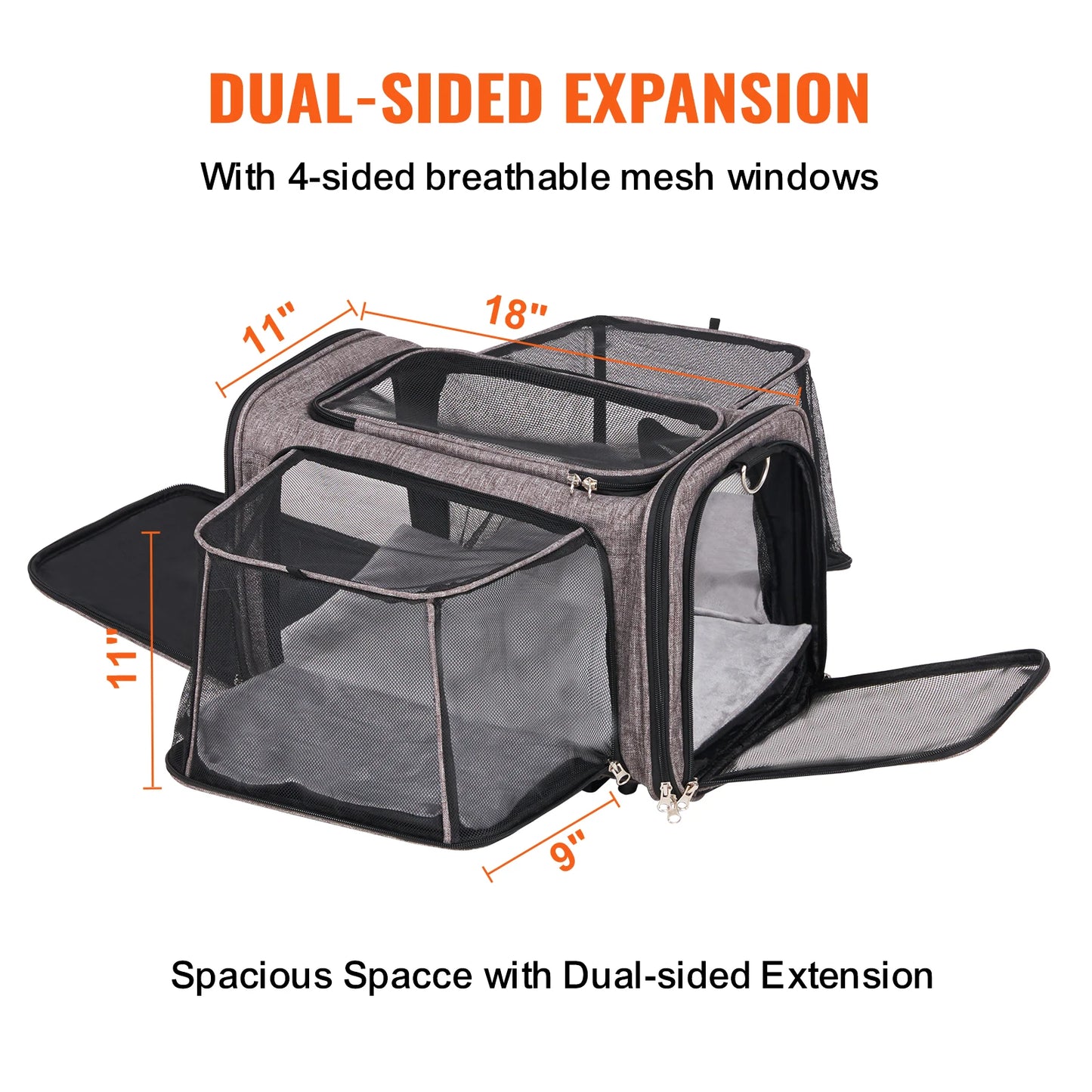 Breathable Pet Carrier with Wheels and Shoulder Strap for Travel