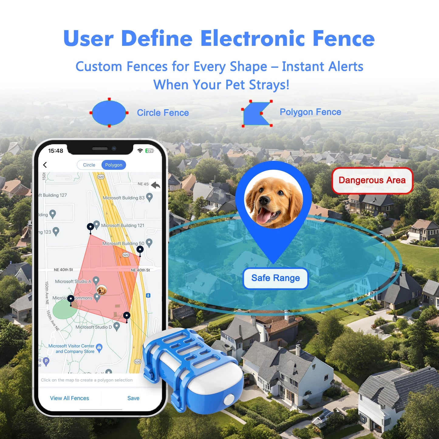 GPS Tracker Waterproof Smart Locator for Pets - with Subscription