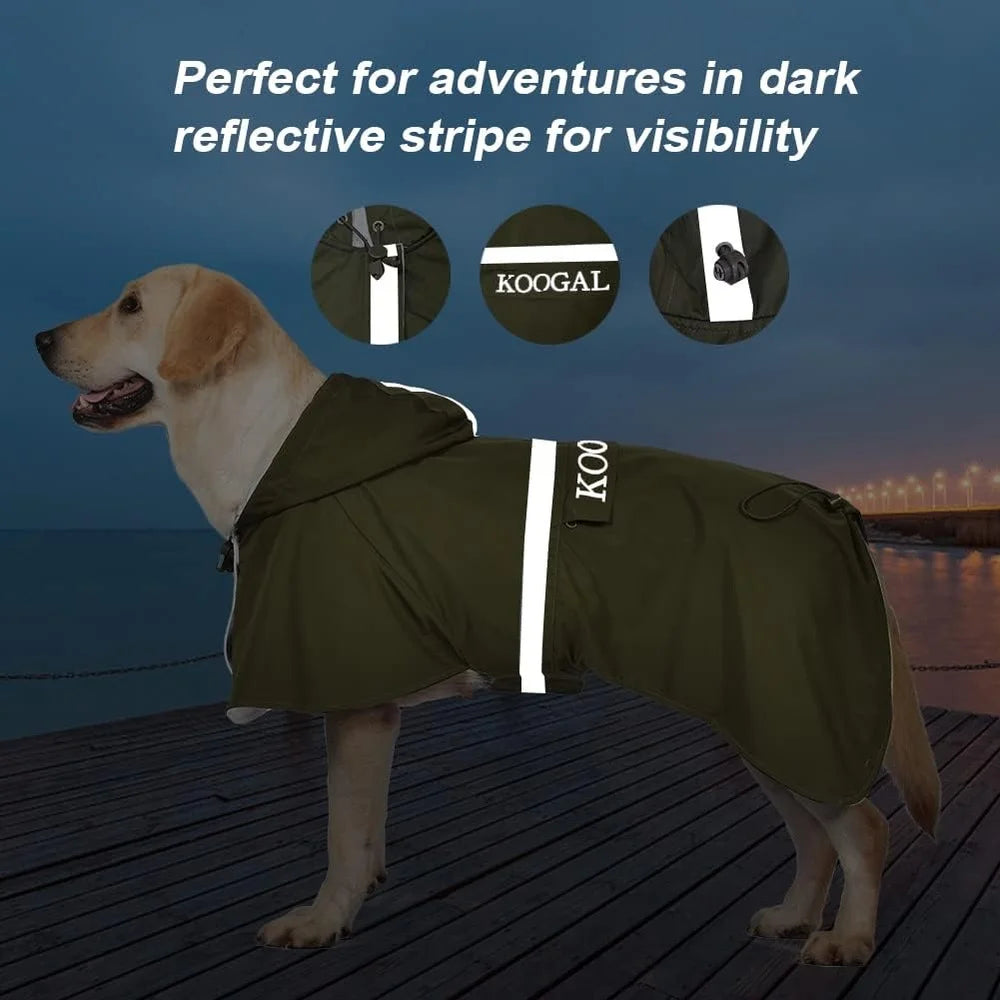 Comfortable Lightweight Adjustable Waterproof Windproof Dog Raincoat