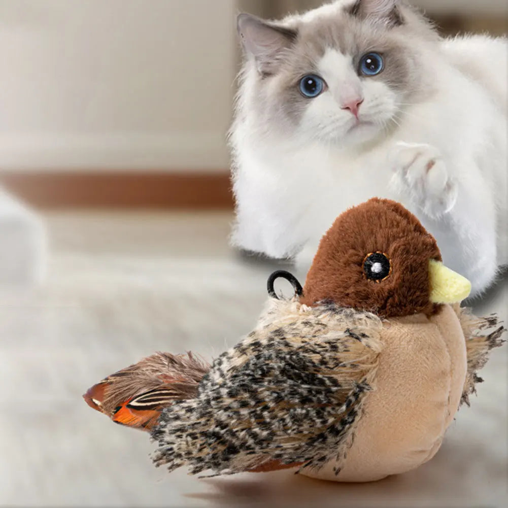 Interactive Plush Chirping Bird Toy