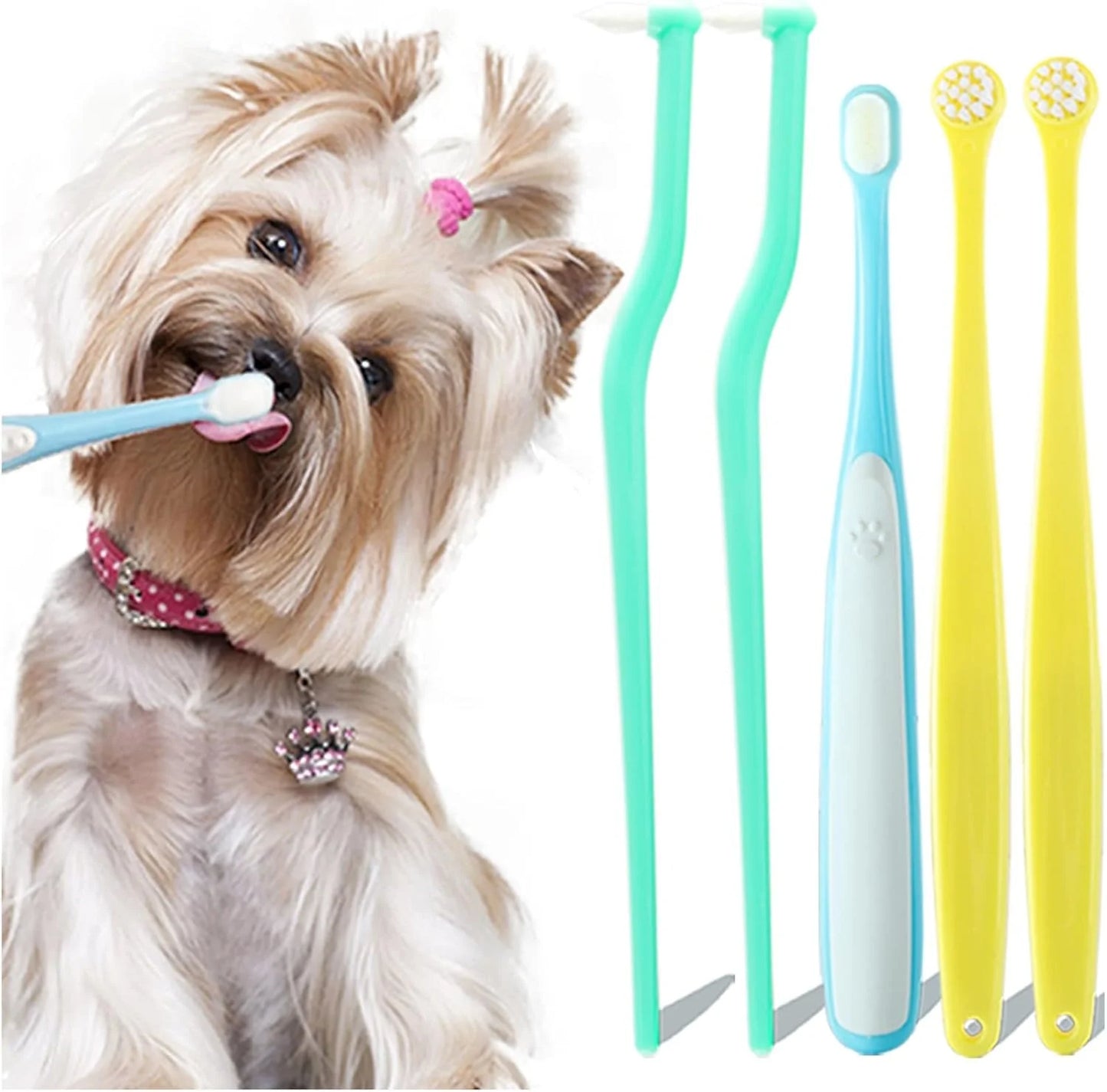 4 Piece Set Ultra-Soft Bristles Dog Toothbrush