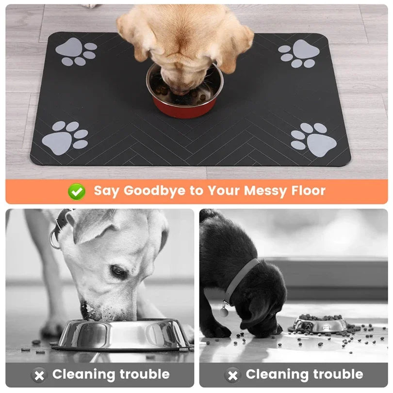 Waterproof Placemat for Food and Water Bowl, with Waterproof Rubber Backing and Quick Dry