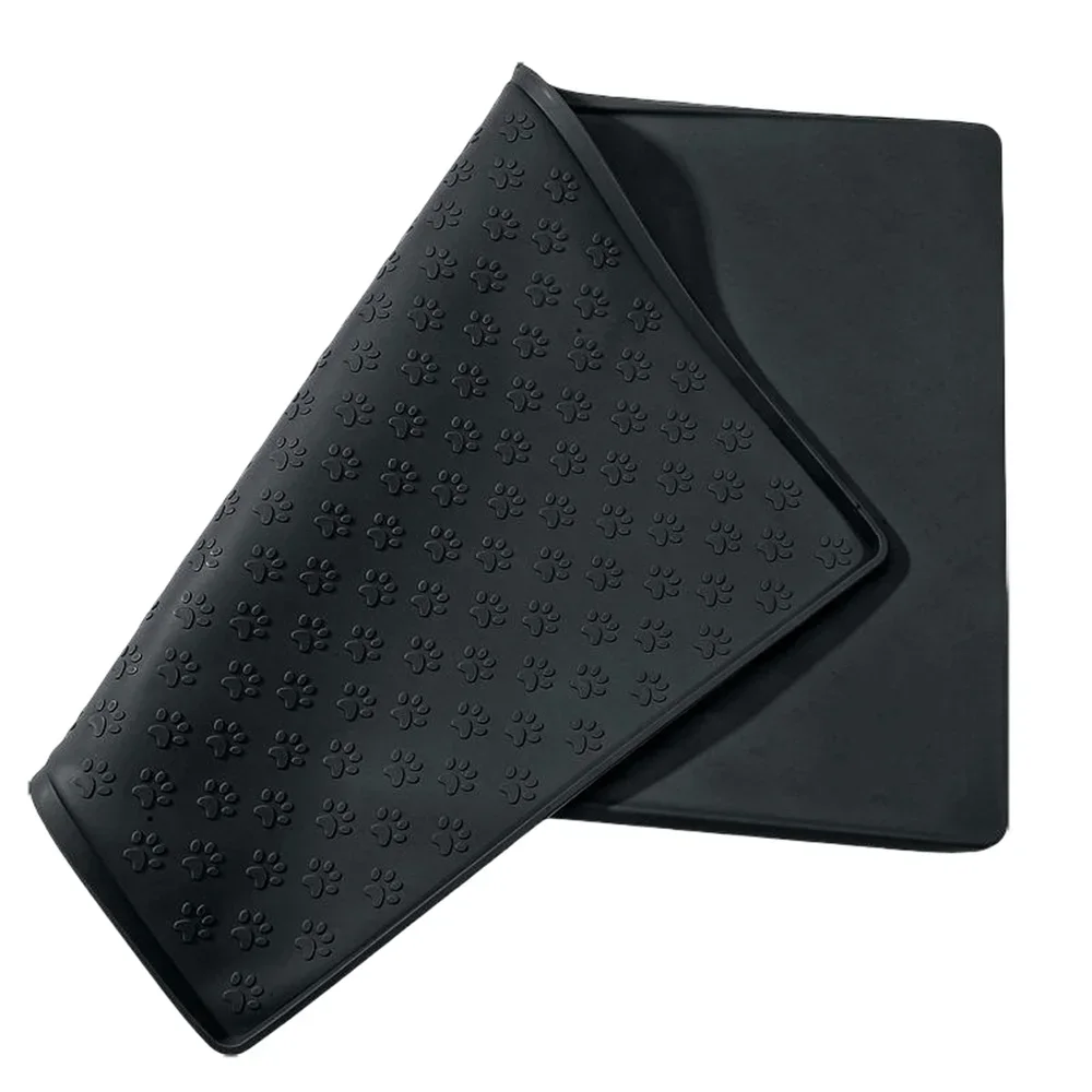 Silicone pet feeding mat with overflow protection