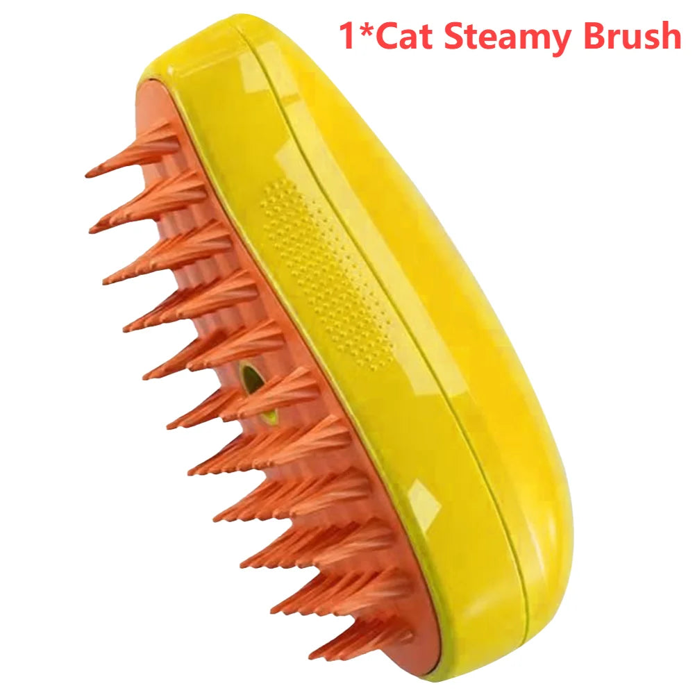 3 In1 Steamy Grooming Dog Brush Self Cleaning