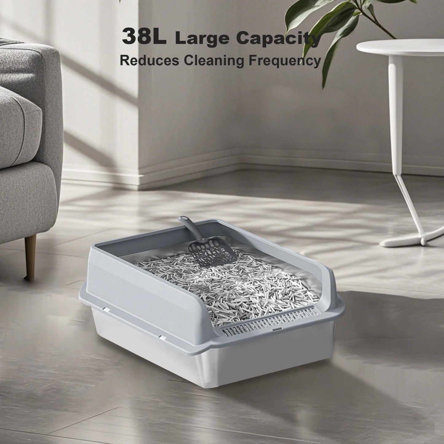 Stainless Steel Cat Litter Box Double Layer Litter Mat And Scoop Included
