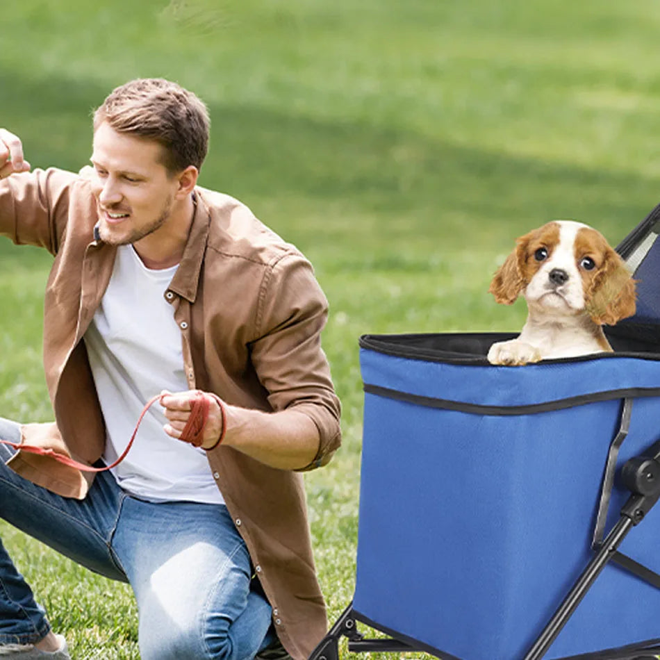 Waterproof Folding Pet Stroller with 4 Wheels