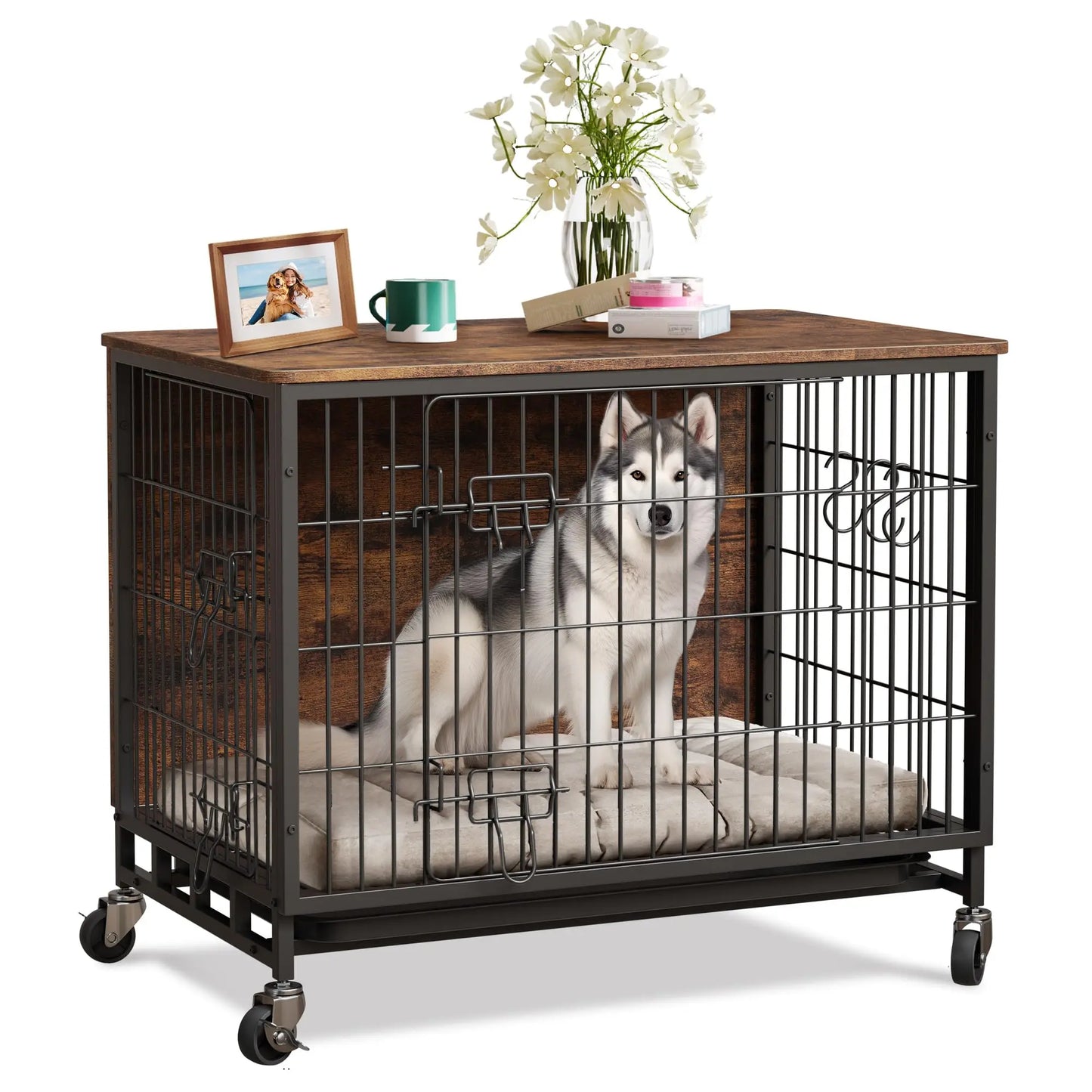 Heavy Duty Indoor/ Outdoor Pet Kennel with Shelves Storage Cabine