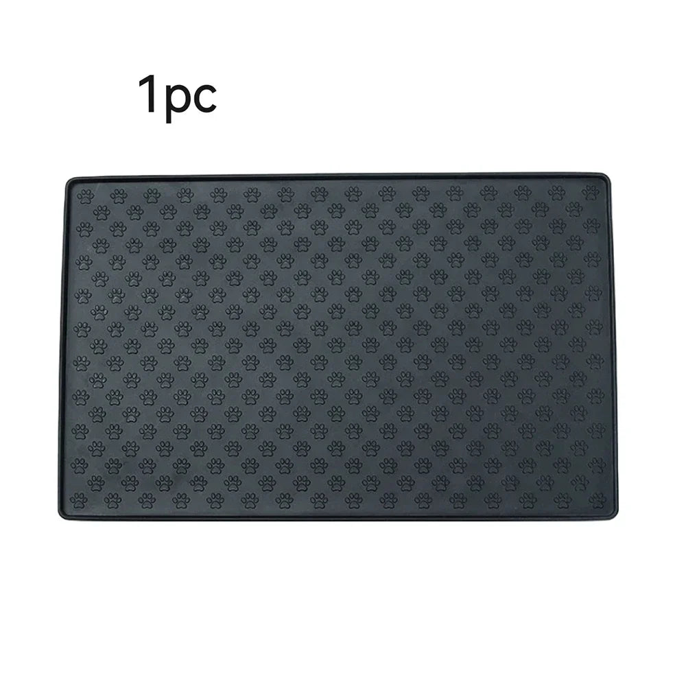 Silicone pet feeding mat with overflow protection