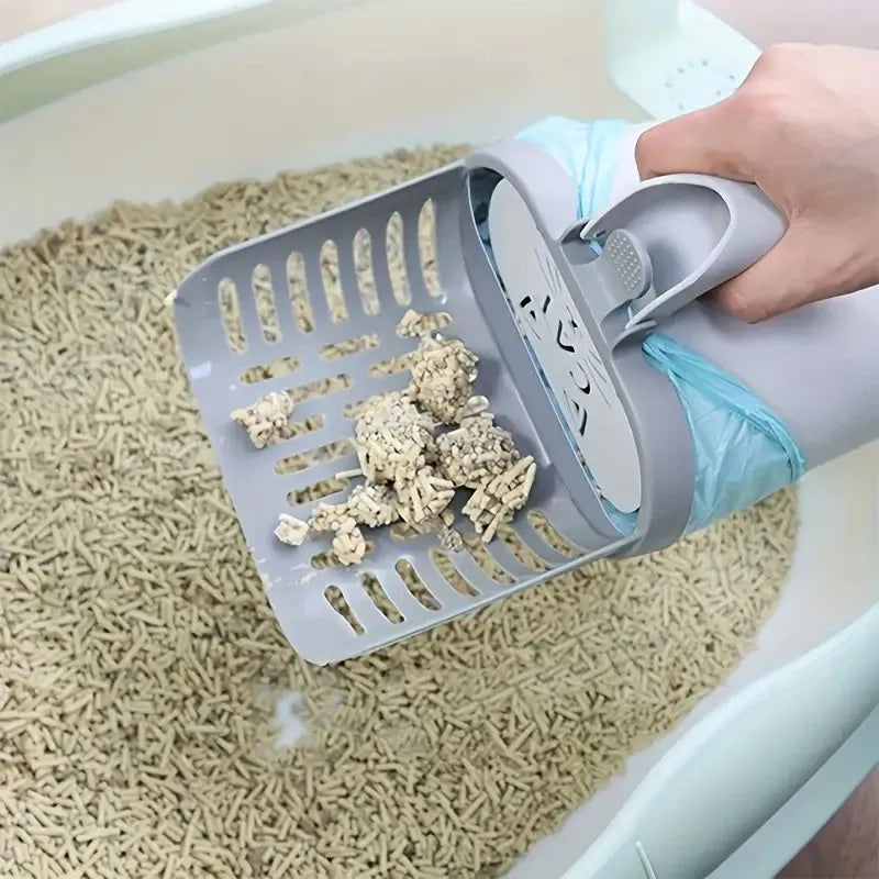 Durable Easy Use Cat Litter Scoop with Waste Bag Holder