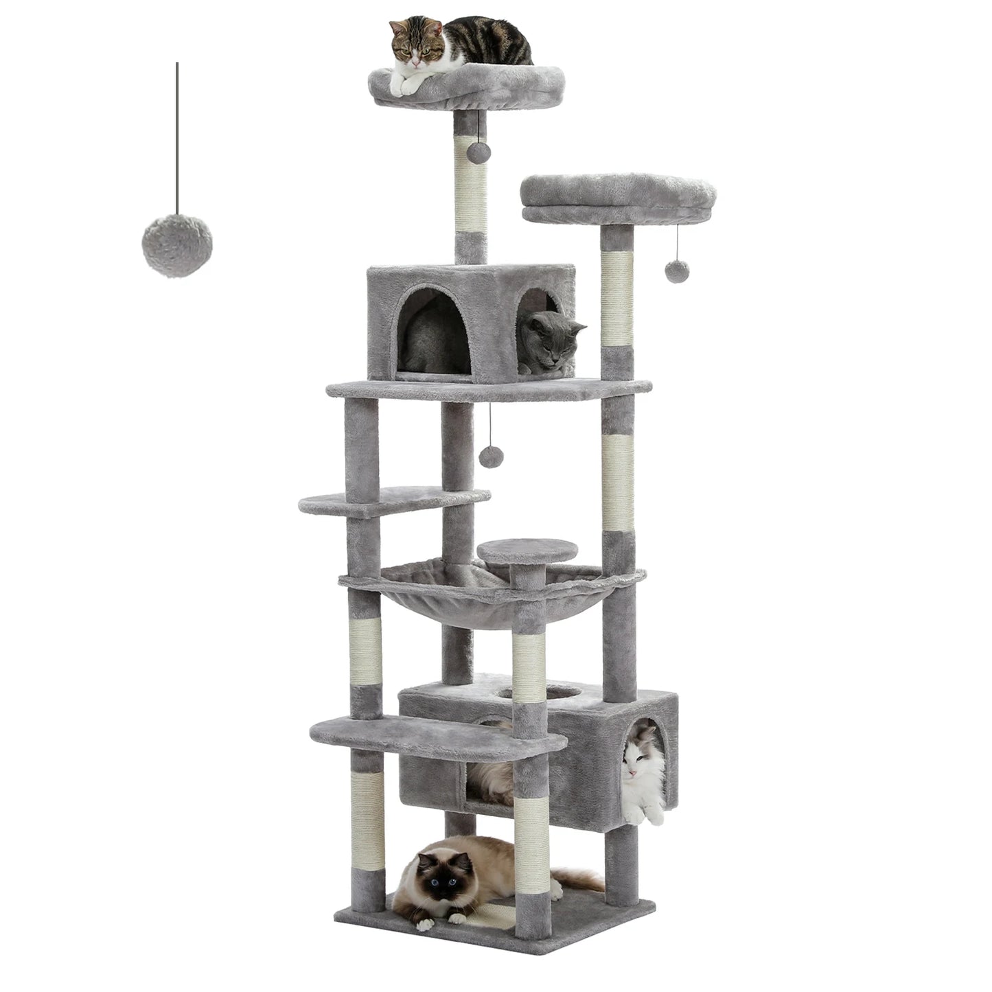 Large Spacious Indoor Cat Tree With Covered Scratching Post
