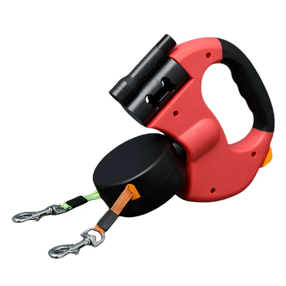 Double Headed Retractable Dog LED Walking Dog Leash