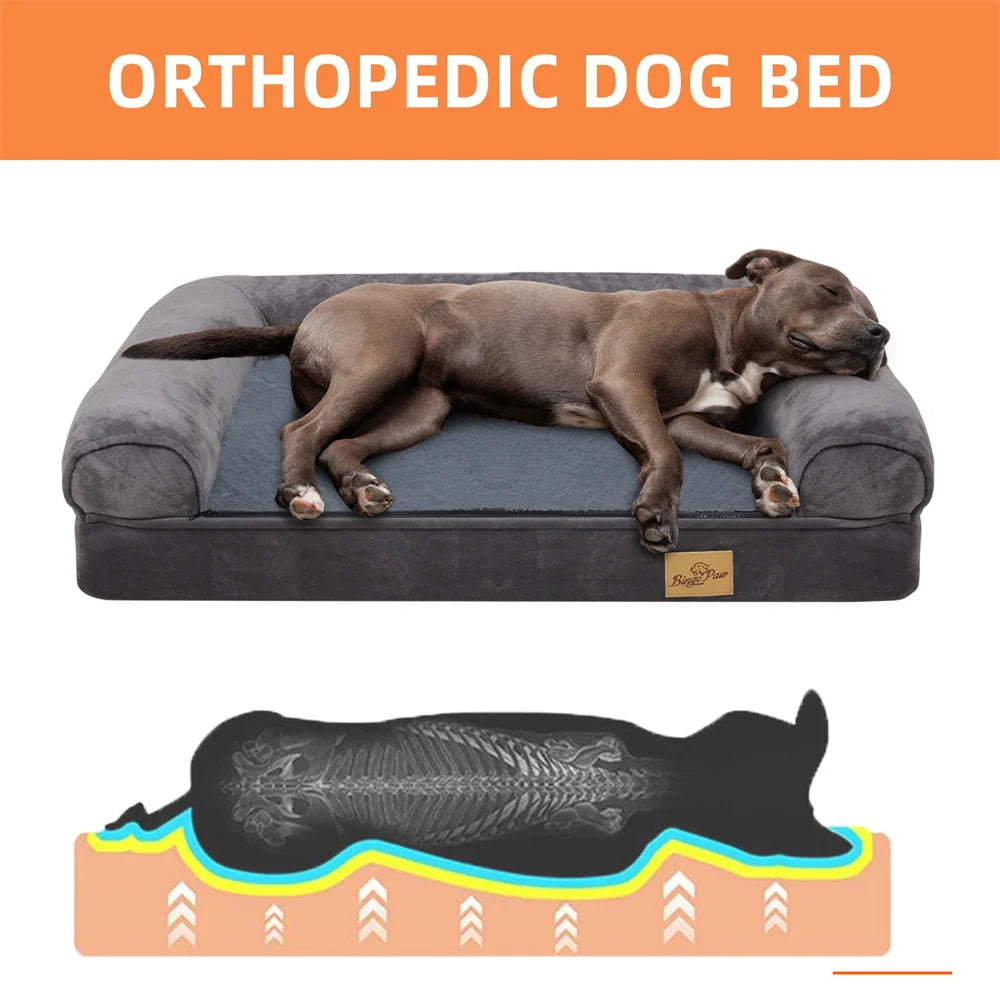 Calming Orthopedic Memory Foam Dog Bed with Waterproof Removable Cover