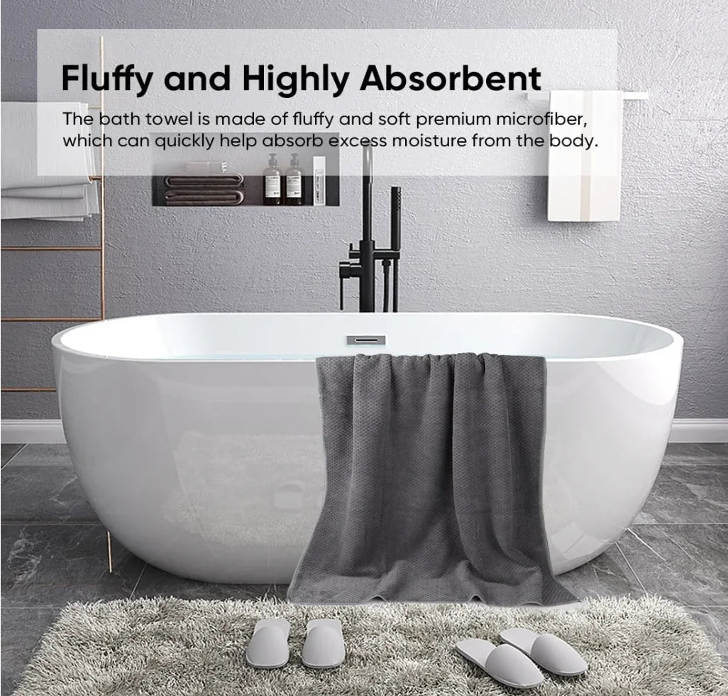 Pack of 2 Ultra Soft Microfiber Highly Absorbent Bath Towel, Lightweight and Quick Drying