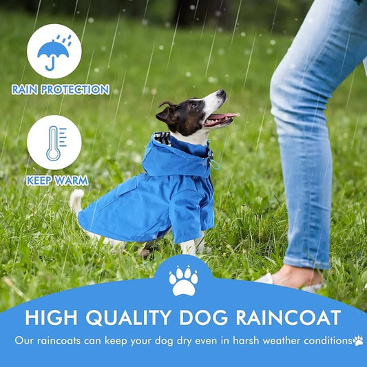Adjustable Breathable Durable Waterproof Lightweight Dog Raincoat with Hood