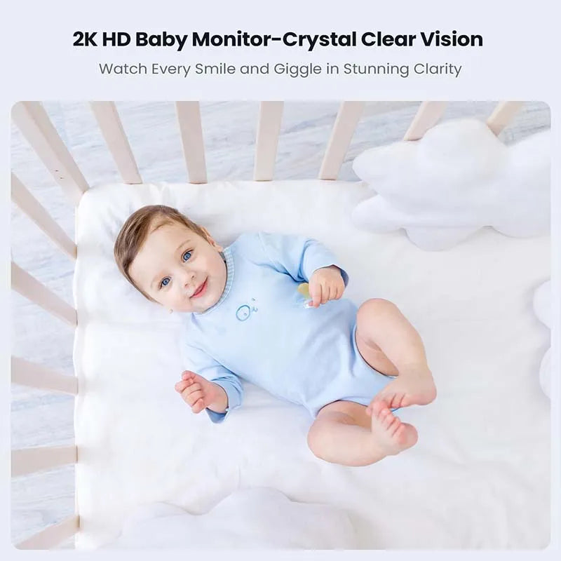 2K Camera and Audio - Video Monitor with 5" Screen - Night Vision, Two-Way Talk, Motion Detection
