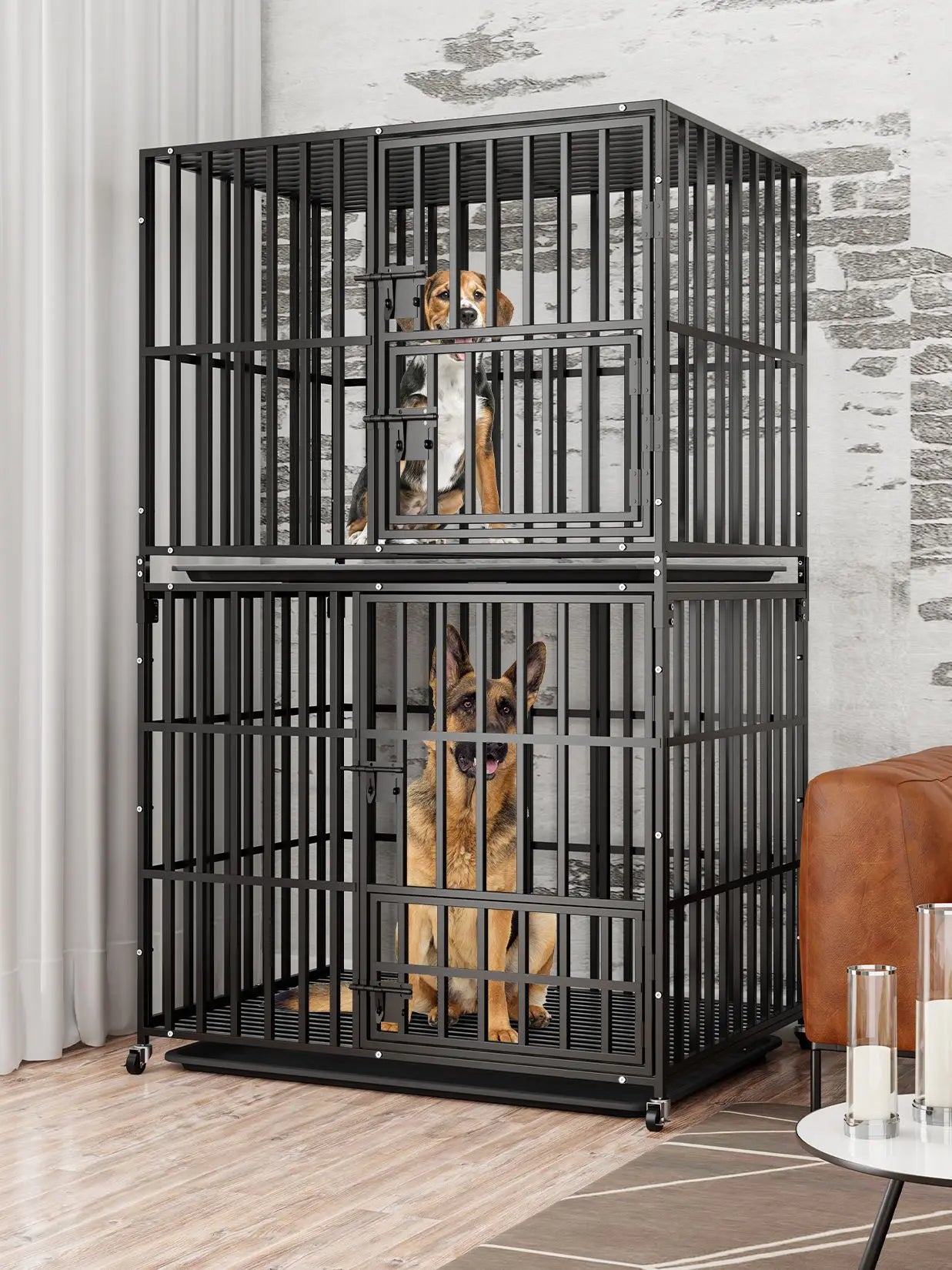 Heavy Duty Dog Kennel with Removable Tray and Steel Lock Latch