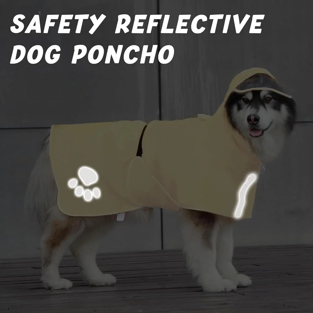 Adjustable Lightweight Waterproof Reflective Dog Hooded Raincoat
