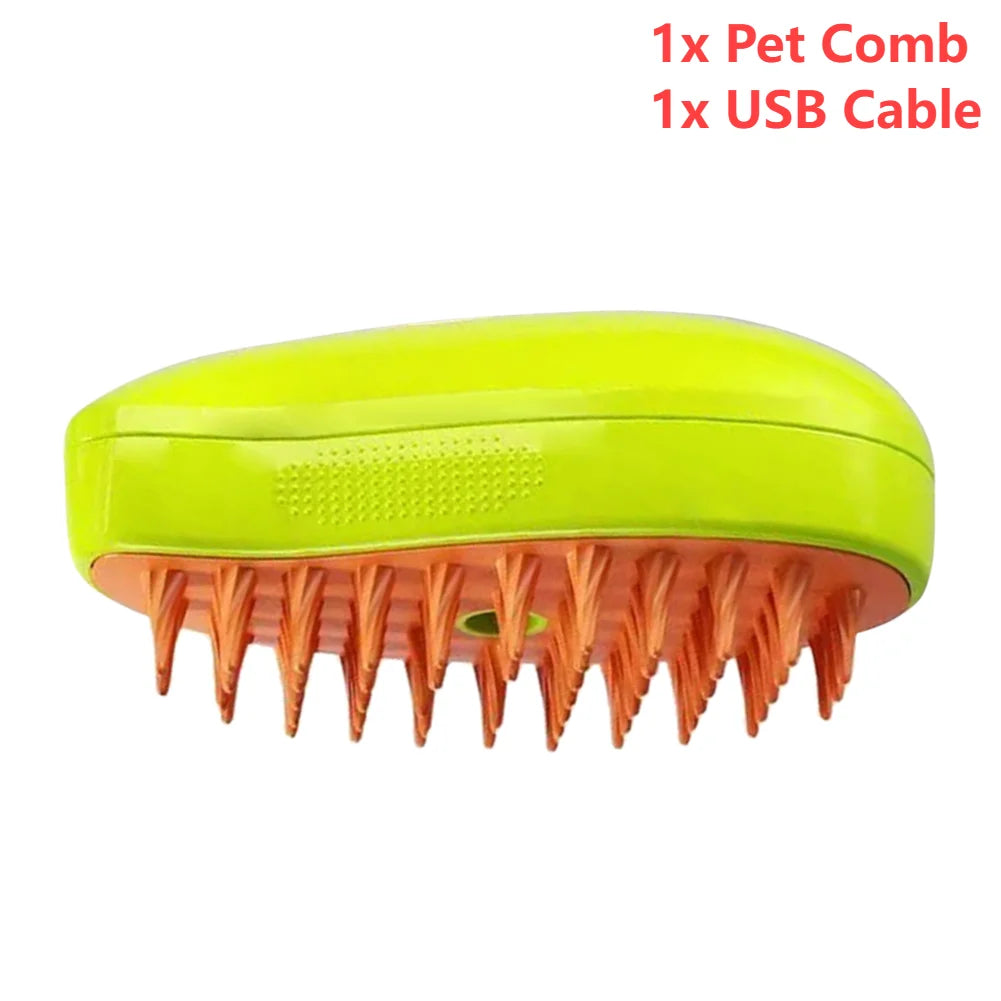 3 In1 Steamy Grooming Dog Brush Self Cleaning